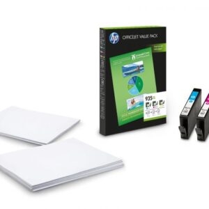 Original High Capacity 3 Colour HP 935XL Ink Cartridge Multipack With A4 Paper F6U78AE